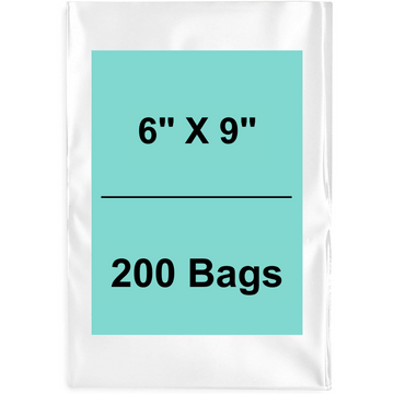 6X9 inches Clear Flat Poly Bags 2Mil Open Top (LDPE)